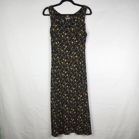 Vintage 90s Y2K Ditzy Floral Print Maxi/Midi Dress Size 10 Cottage Boho Peasant - Picture 1 of 7